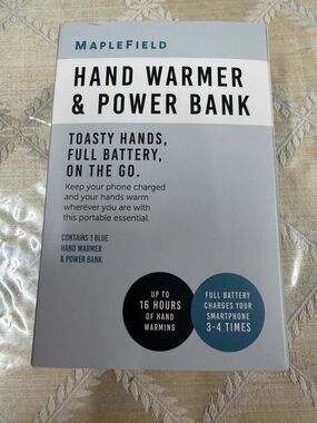 Maplefield HeatBank Electric Hand Warmer Power Bank, Black/White, 16hr